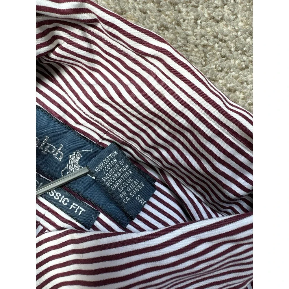 Polo Ralph Lauren Mens Medium Classic Fit Button Down Shirt Long Sleeve Striped